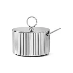 Georg Jensen Bernadotte Sugar Bowl With Spoon, Stainless Steel